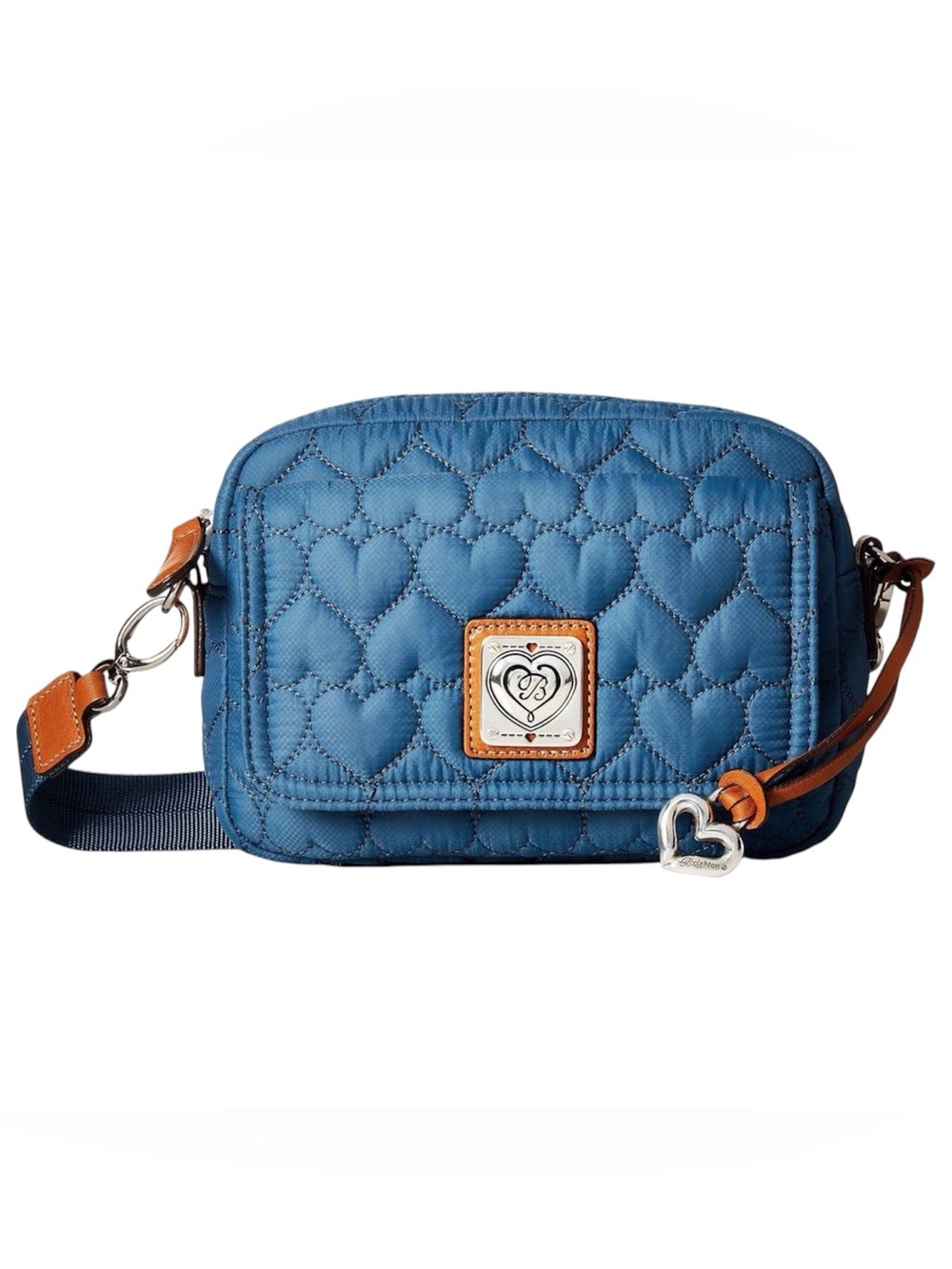 Brighton Blue Quilted Heart Crossbody with Tan Trim Brighton Knix Utility Bag